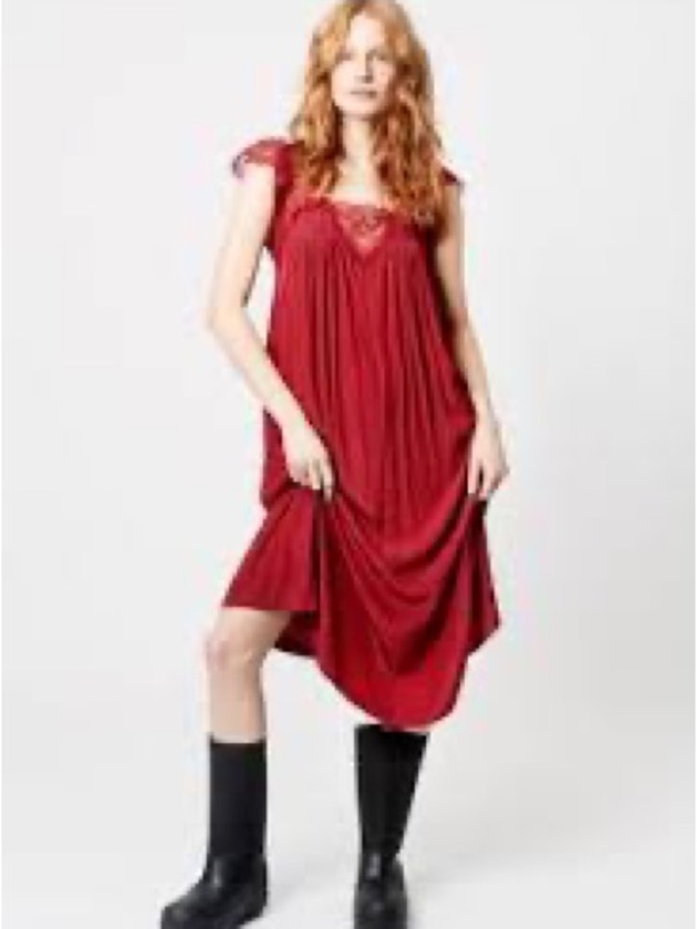 Smythe Red Lace-Trim dress